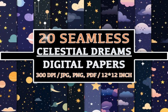 20 Seamless Celestial Dreams Patterns: Elevating Creativity with Elegance