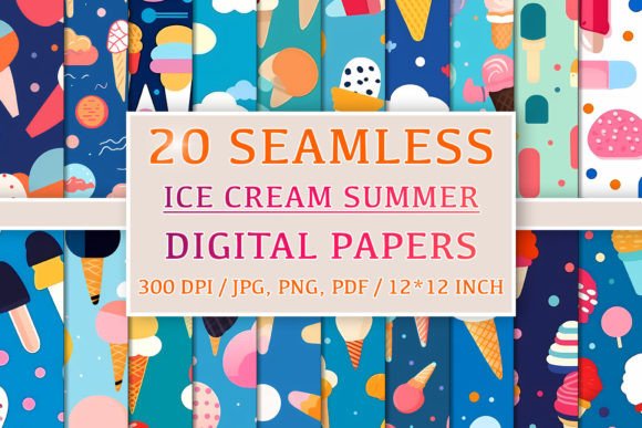 20 Seamless Ice Cream Summer Patterns for Creative Projects