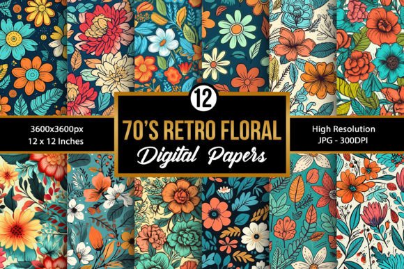 70s Retro Flowers Seamless Patterns