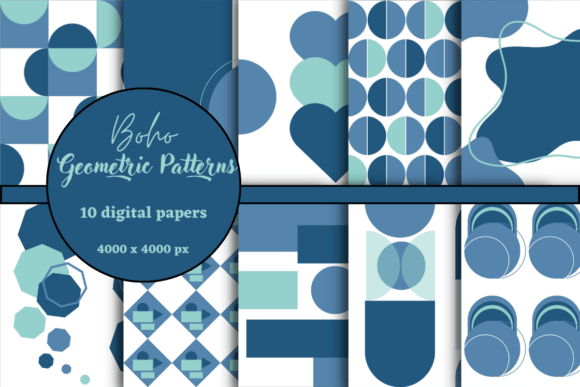 Blue Sky Boho Geometric Patterns: A Fusion of Modern and Abstract Design