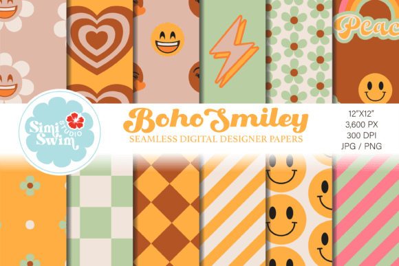 Boho Retro Happy Smiles Patterns: A Vibrant Addition to Your Creative Projects