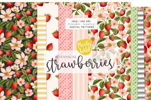 Botanical Strawberry Patterns