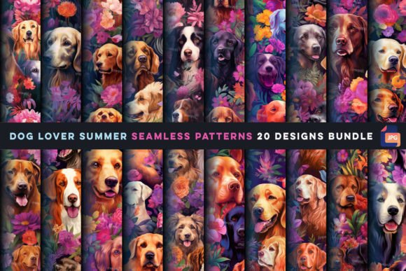 Dog Lover Summer Seamless Patterns