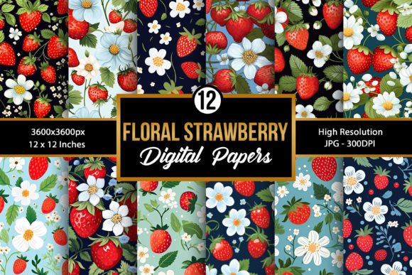 Exploring the Versatility of Floral Strawberry Digital Paper Patterns