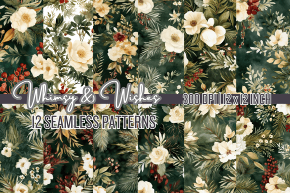 Floral Green Christmas Seamless Patterns: A Versatile Design Resource