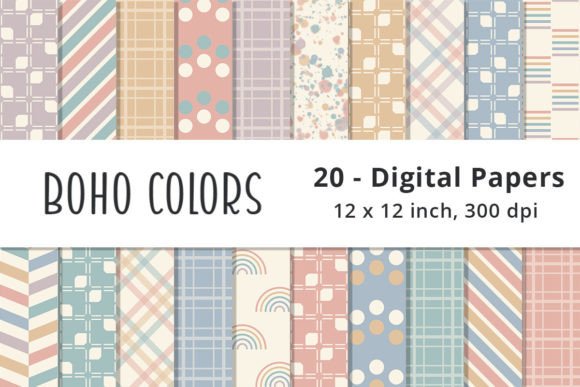 Pastel Boho Colored Background Patterns: A Versatile Design Resource