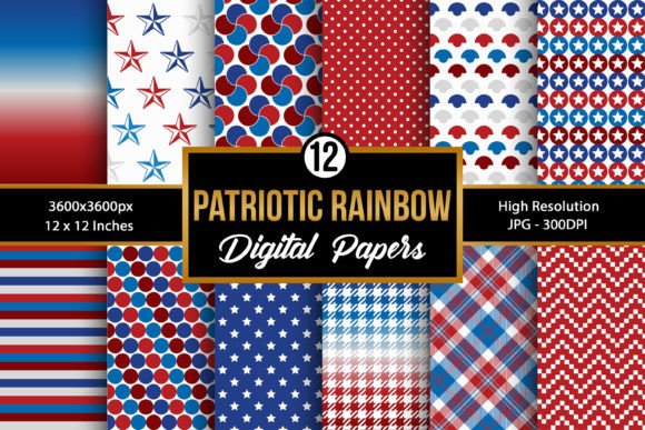 Patriotic Rainbow Digital Paper Patterns: A Creative Resource for Every Occasion