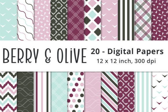 Printable Pink Mint Digital Patterns