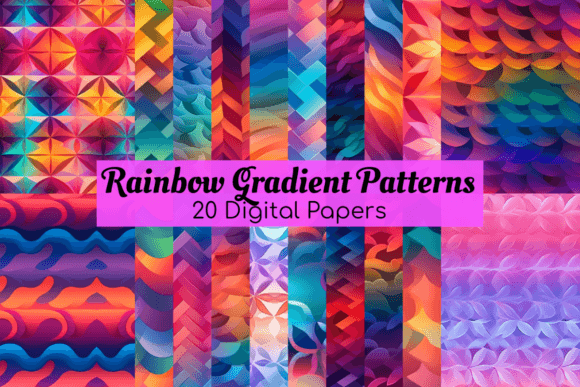Rainbow Gradient Geometric Patterns Pack: A Creative Resource for Designers and Crafters