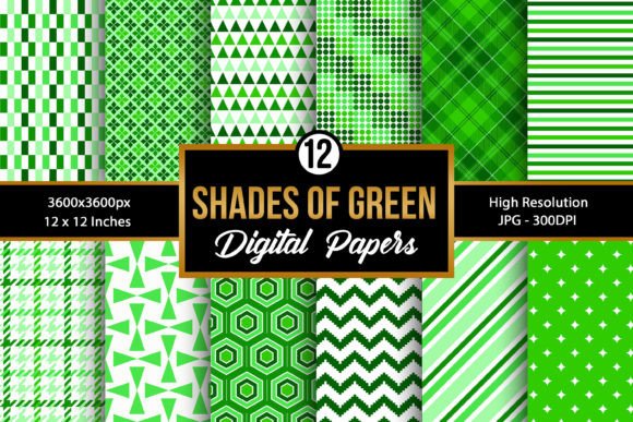 Shades of Green Digital Paper Patterns