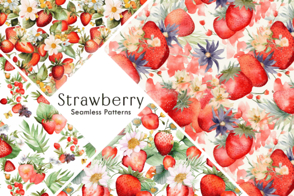 Watercolor Strawberry Seamless Patterns: A Versatile Design for Creative Projects